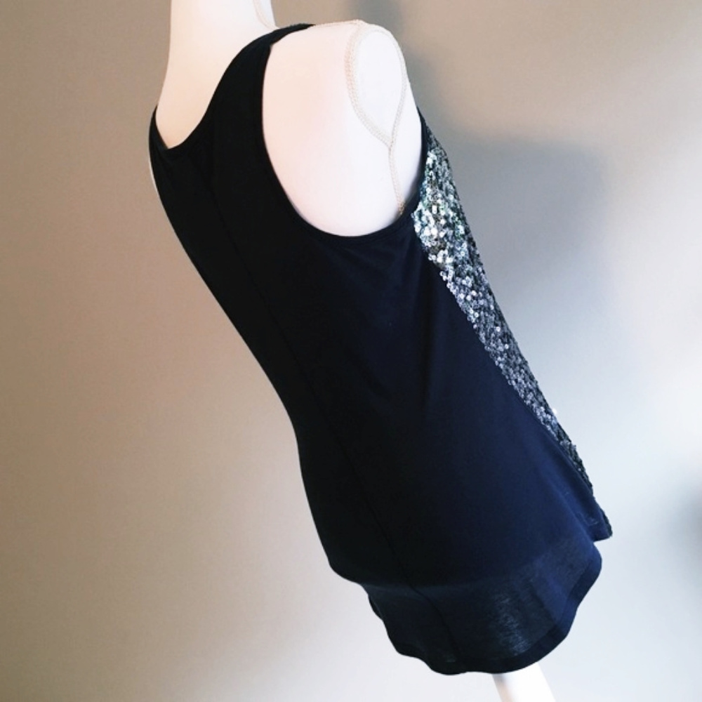 Express Navy Blue Sequin Tank Top Size X Small - Picture 5 of 8